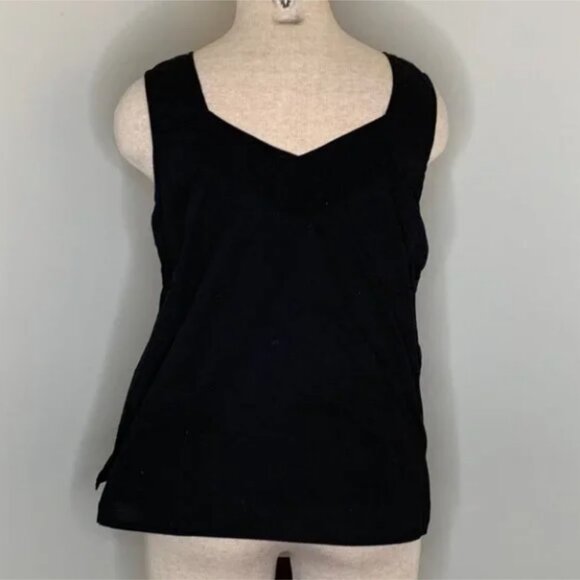 Soft Surroundings Black Embroidered Peacock Floral Tank Top Size Medium - Picture 2 of 8